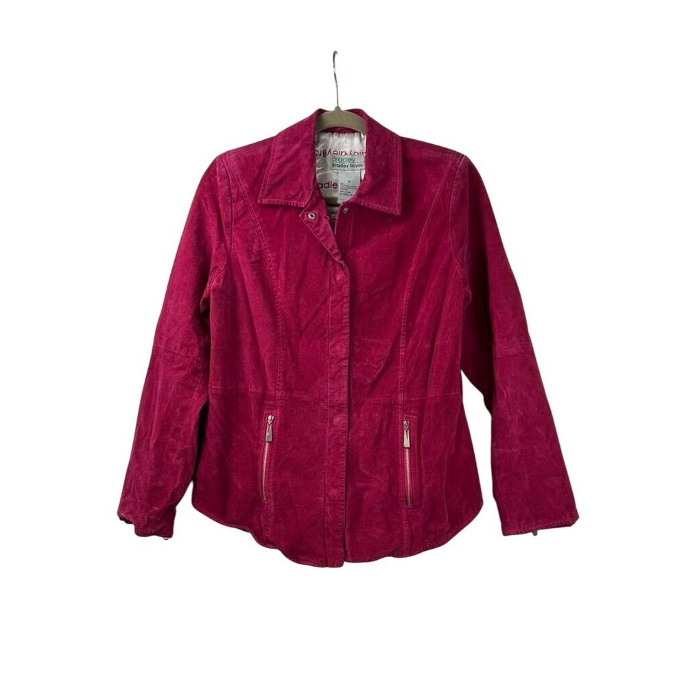 Bradley Bayou Jacket Women's Medium 100% Genuine Leather Pink Buttons